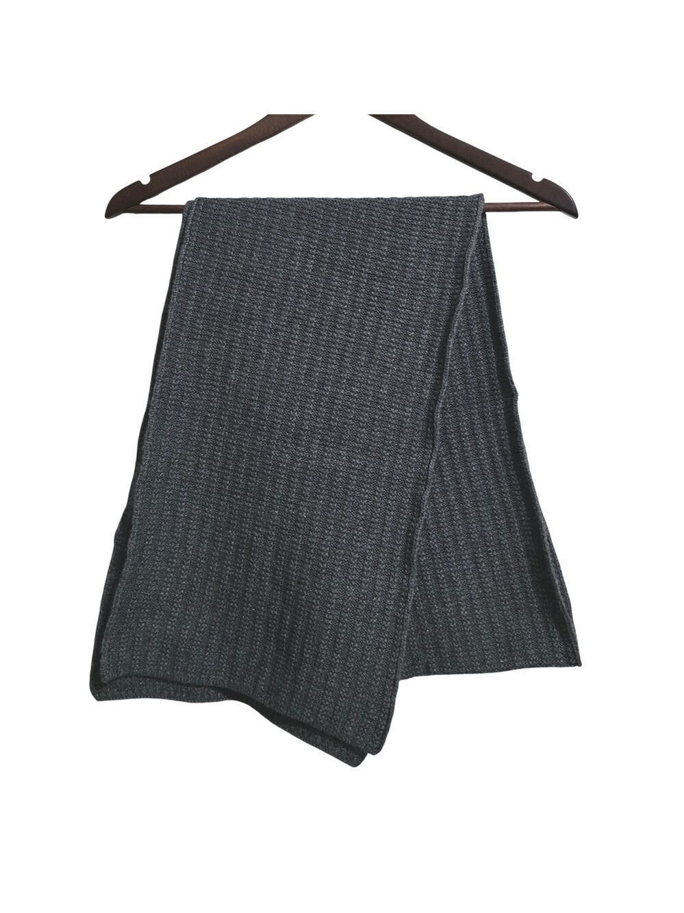 Murano Gray Ribbed Knit Merino Wool Cashmere Blend Scarf